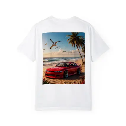 Nissan Silvia Red Car Beach Palm Trees