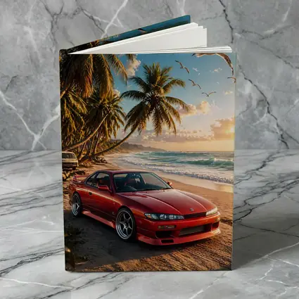 Nissan Silvia Red Sports Car Beach Sunset