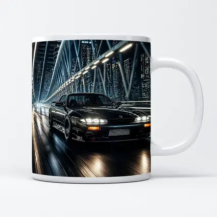 Nissan Silvia Black Night City Bridge