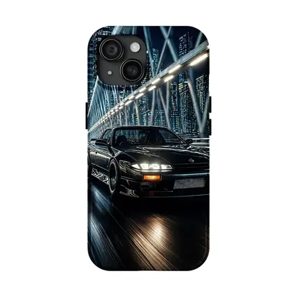 Nissan Silvia Black Night City Bridge