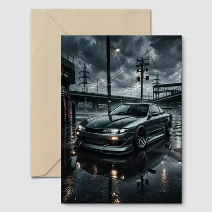 Nissan Silvia S14 Rainy Urban Night Scene