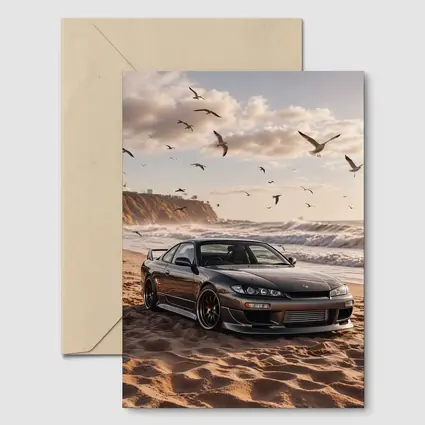 Nissan Silvia S15 Parked On Sandy Beach