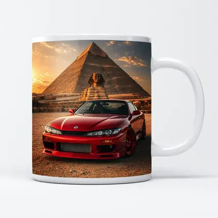 Nissan Silvia Red Car Egypt Pyramids Sunset