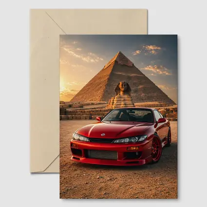 Nissan Silvia Red Car Egypt Pyramids Sunset