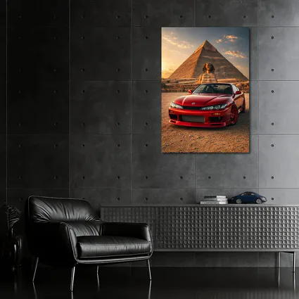 Nissan Silvia Red Car Egypt Pyramids Sunset