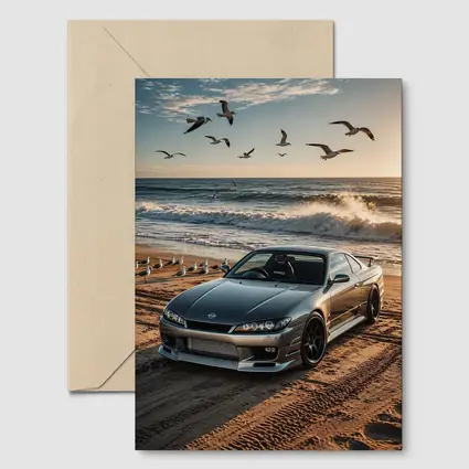 Nissan Silvia S15 Parked On Beach Shore