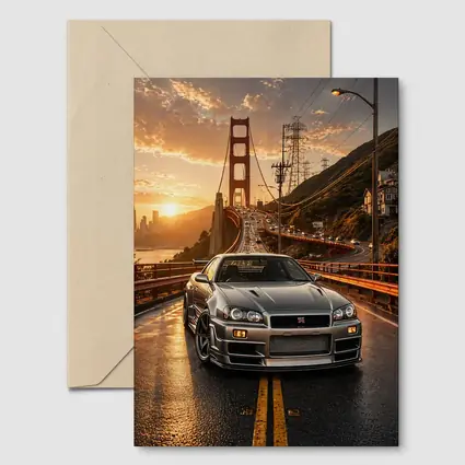 Nissan Skyline GT-R Golden Gate Bridge Sunset