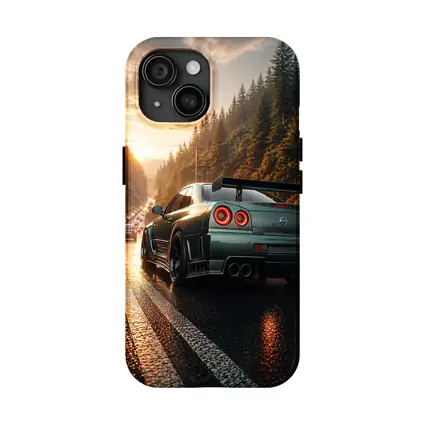 Nissan Skyline GT-R Wet Road Sunset