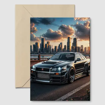Nissan Skyline GT-R Black City Skyline