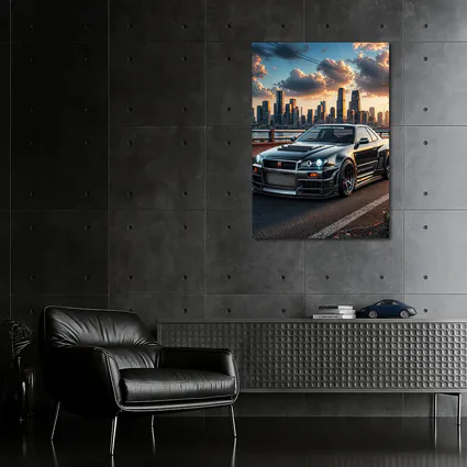 Nissan Skyline GT-R Black City Skyline