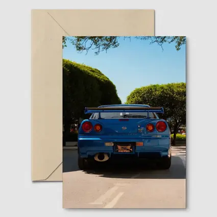 Nissan Skyline GT-R R34 Blue City Street