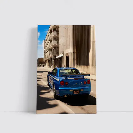 Nissan Skyline GT-R R34 Blue City Street