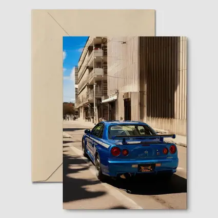 Nissan Skyline GT-R R34 Blue City Street