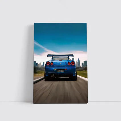 Nissan Skyline GT-R R34 Blue City Street