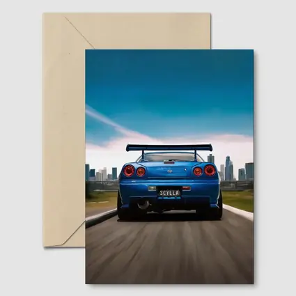 Nissan Skyline GT-R R34 Blue City Street