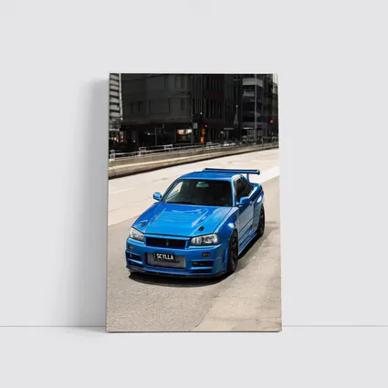 Nissan Skyline GT-R R34 Blue City Street