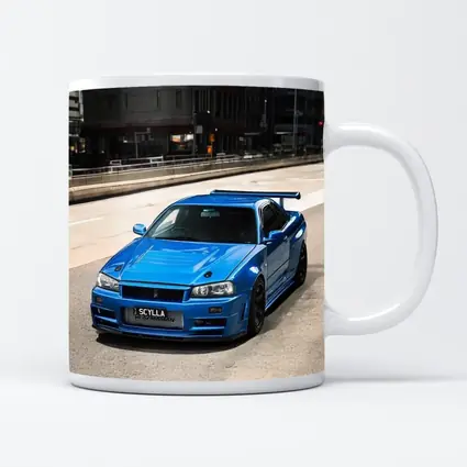 Nissan Skyline GT-R R34 Blue City Street