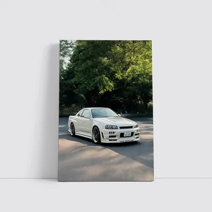 Nissan Skyline GT-R R34 White Street Scene