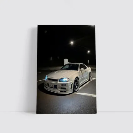 Nissan Skyline GT-R R34 White Night Parking