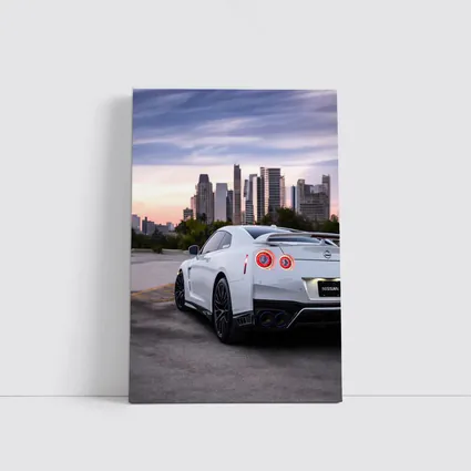 Nissan GT-R White Rear City Skyline