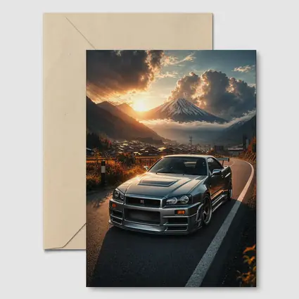 Nissan Skyline GT-R Mount Fuji Sunset