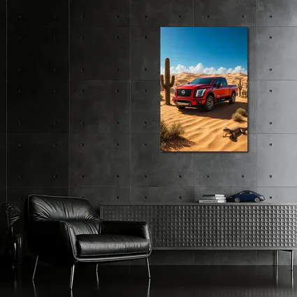 Nissan Titan Red Truck Desert Landscape