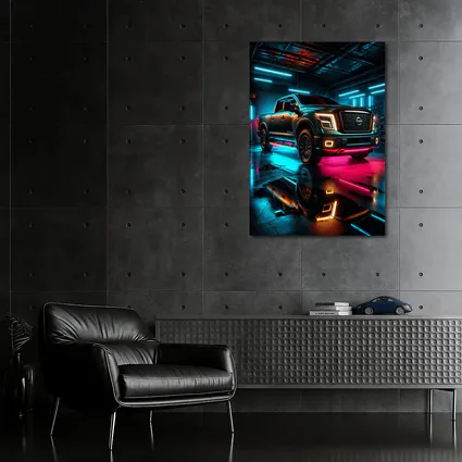 Nissan Titan Neon Garage Night Scene