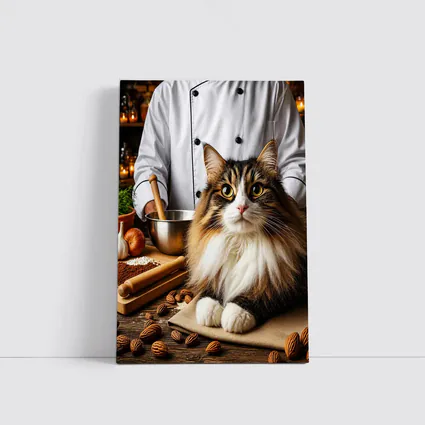 Norwegian Forest Cat Chef Kitchen Scene