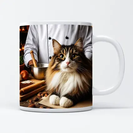 Norwegian Forest Cat Chef Kitchen Scene