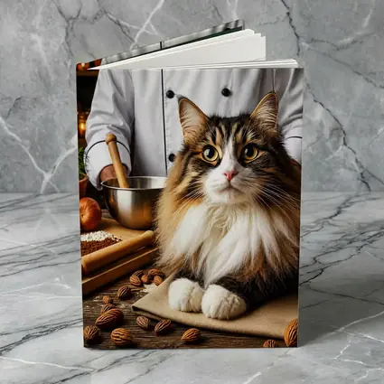 Norwegian Forest Cat Chef Kitchen Scene