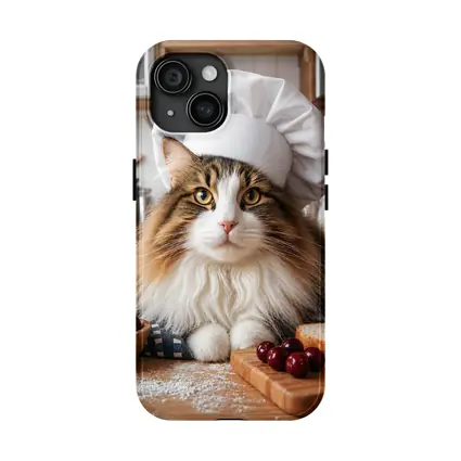 Norwegian Forest Cat Chef Kitchen Baking Scene