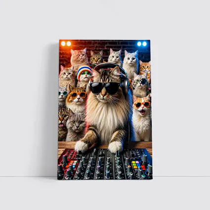 Norwegian Forest Cat DJ Nightclub Party Scene