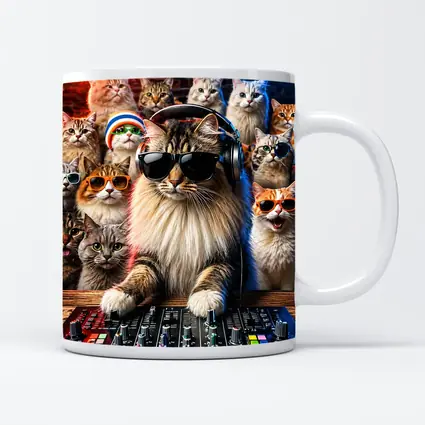 Norwegian Forest Cat DJ Nightclub Party Scene