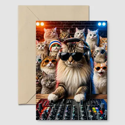 Norwegian Forest Cat DJ Nightclub Party Scene
