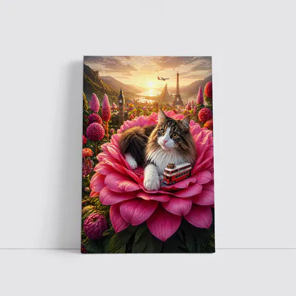Norwegian Forest Cat Pink Flower London Paris