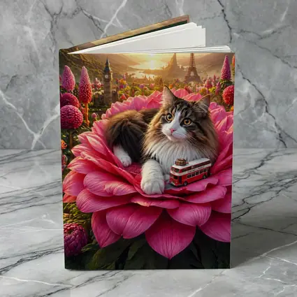 Norwegian Forest Cat Pink Flower London Paris