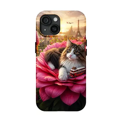 Norwegian Forest Cat Pink Flower London Paris