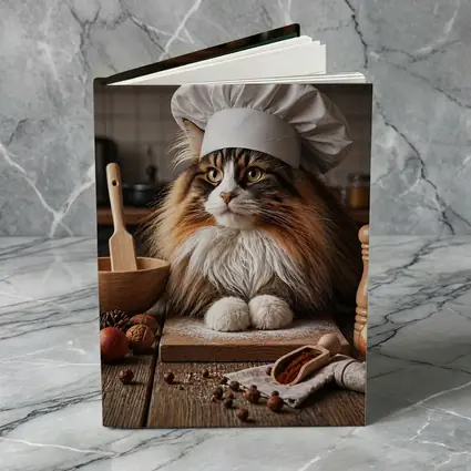 Norwegian Forest Cat Chef Kitchen Portrait