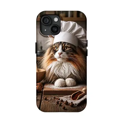 Norwegian Forest Cat Chef Kitchen Portrait