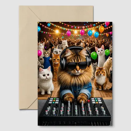 Norwegian Forest DJ Cat Party Crowd