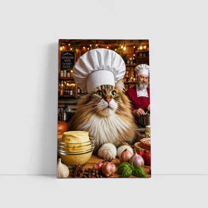 Norwegian Forest Cat Chef Cozy Kitchen
