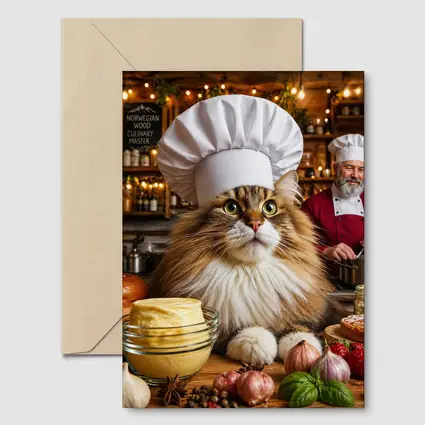 Norwegian Forest Cat Chef Cozy Kitchen