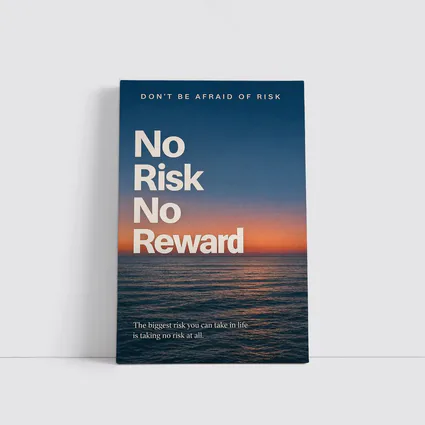 No Risk No Reward Ocean Sunset Quote