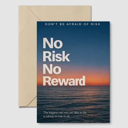 No Risk No Reward Ocean Sunset Quote