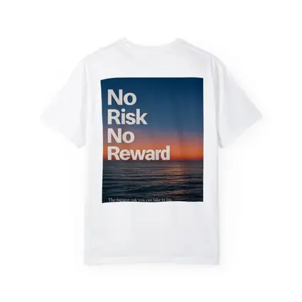 No Risk No Reward Ocean Sunset Quote
