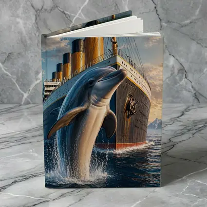 Dolphin Leaping Beside Ocean Liner Ship