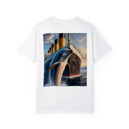 Dolphin Leaping Beside Ocean Liner Ship