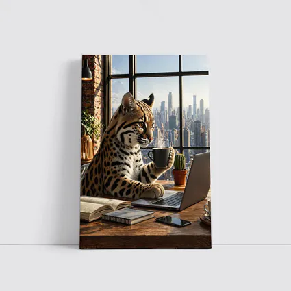 Ocelot Working Laptop Coffee City View