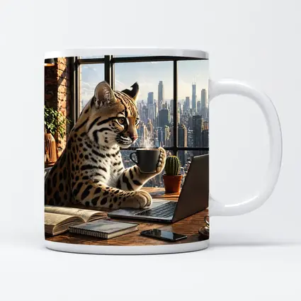 Ocelot Working Laptop Coffee City View