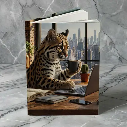 Ocelot Working Laptop Coffee City View